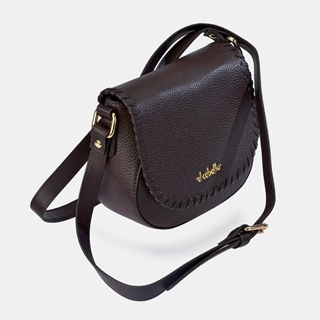 Bolso "EL CABALLO" bandolera solapa costura piel color marrón - Imagen 1
