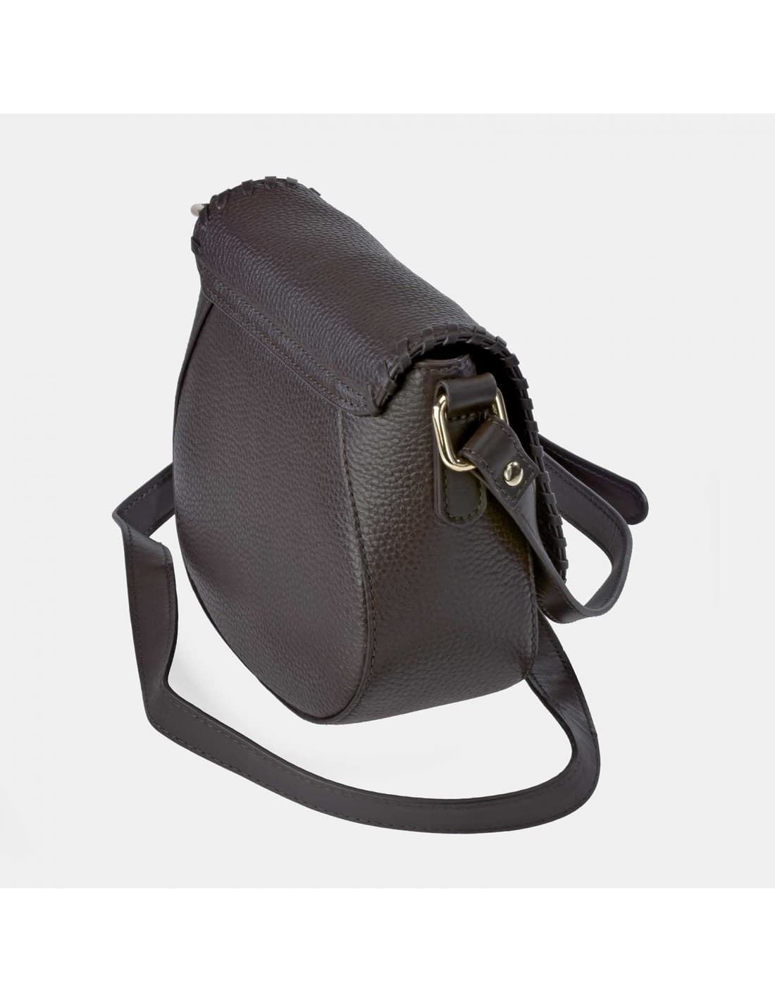 Bolso "EL CABALLO" bandolera solapa costura piel color marrón - Imagen 2