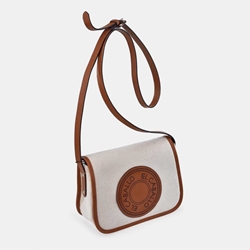 Bolso "EL CABALLO" bandolera solapa, piel y lona canvas - Imagen 1