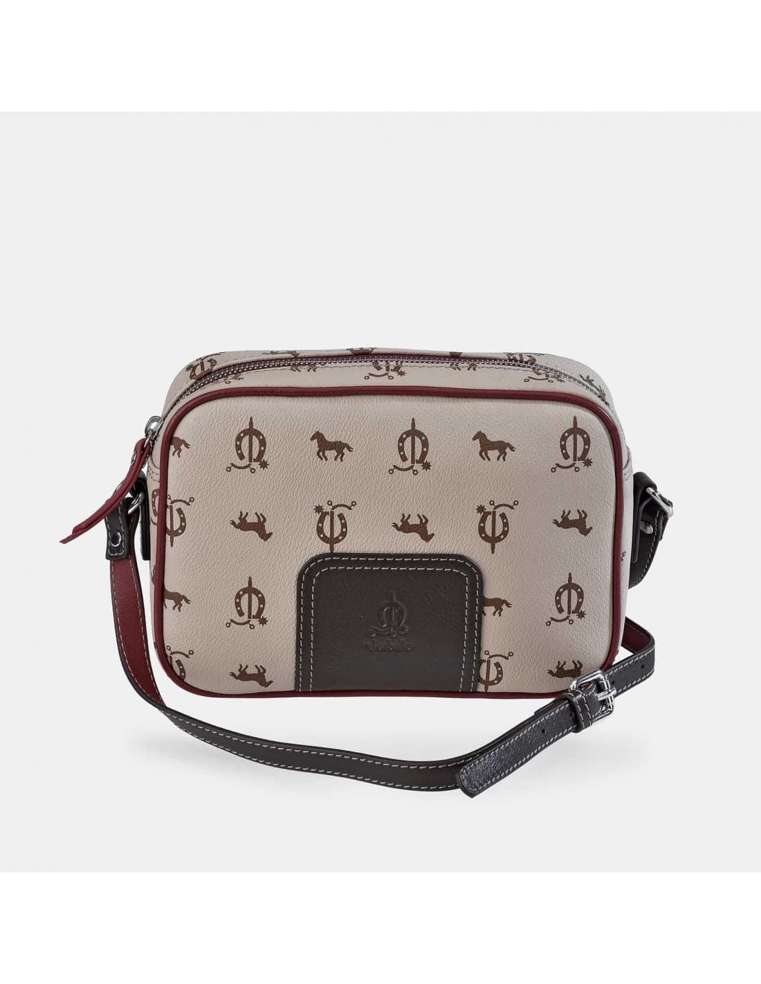 Bolso "EL CABALLO" bandolera tricolor taupe/marrón/burdeos - Imagen 1