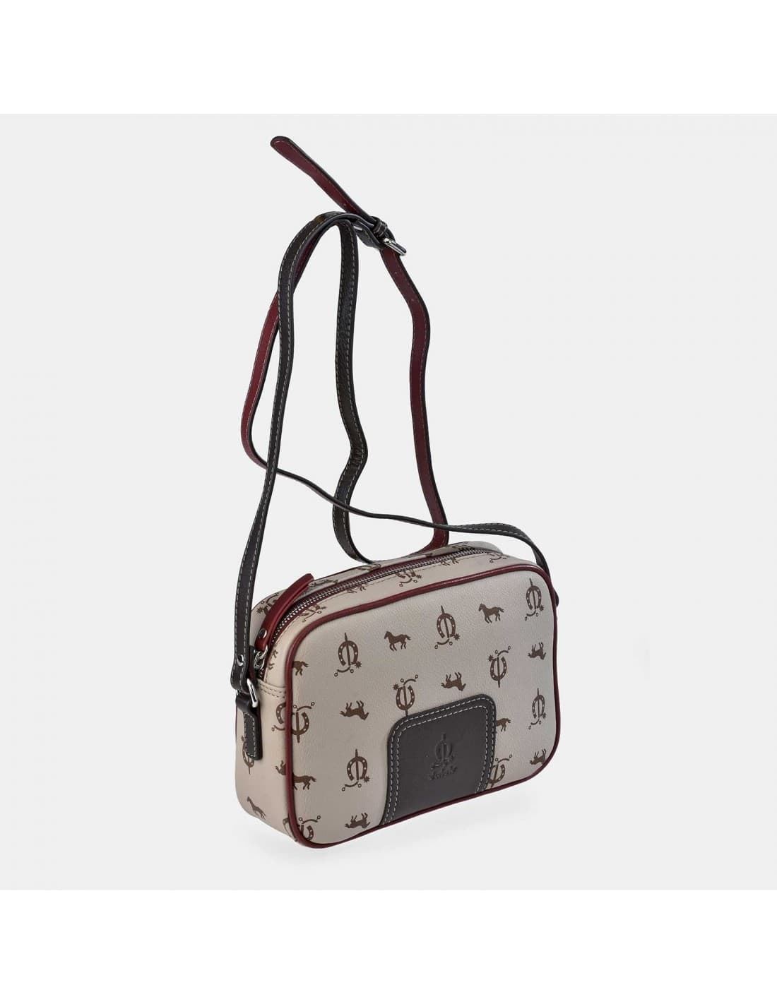 Bolso "EL CABALLO" bandolera tricolor taupe/marrón/burdeos - Imagen 2