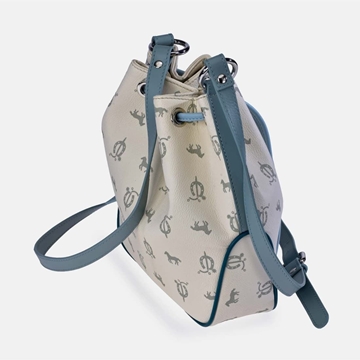 Bolso "EL CABALLO" bombonera bandolera color blanco detalles azul - Imagen 2