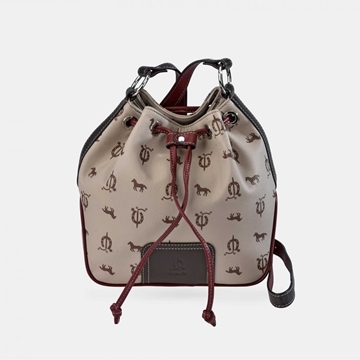 Bolso "EL CABALLO" bombonera bandolera tricolor taupe/marrón/burdeos - Imagen 1