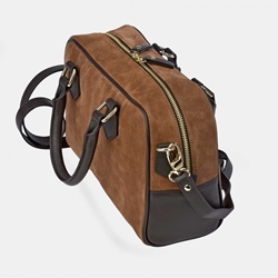 Bolso "EL CABALLO"  dos asas cortas y bandolera serraje color cuero - Imagen 2