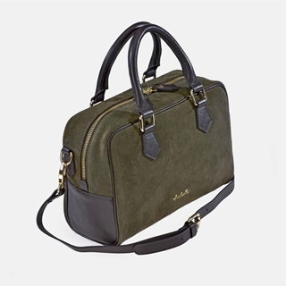 Bolso "EL CABALLO"  dos asas cortas y bandolera serraje color verde - Imagen 1