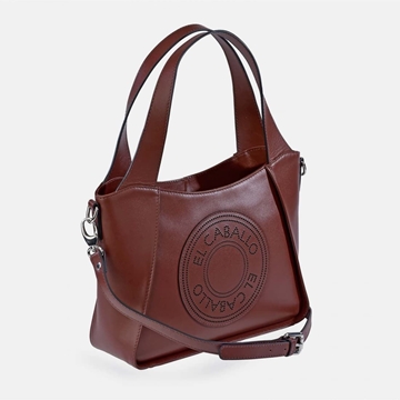 Bolso "EL CABALLO" dos asas piel perforada color marrón - Imagen 1