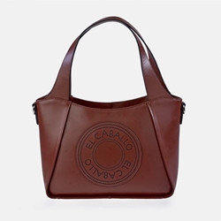 Bolso "EL CABALLO" dos asas piel perforada color marrón - Imagen 2