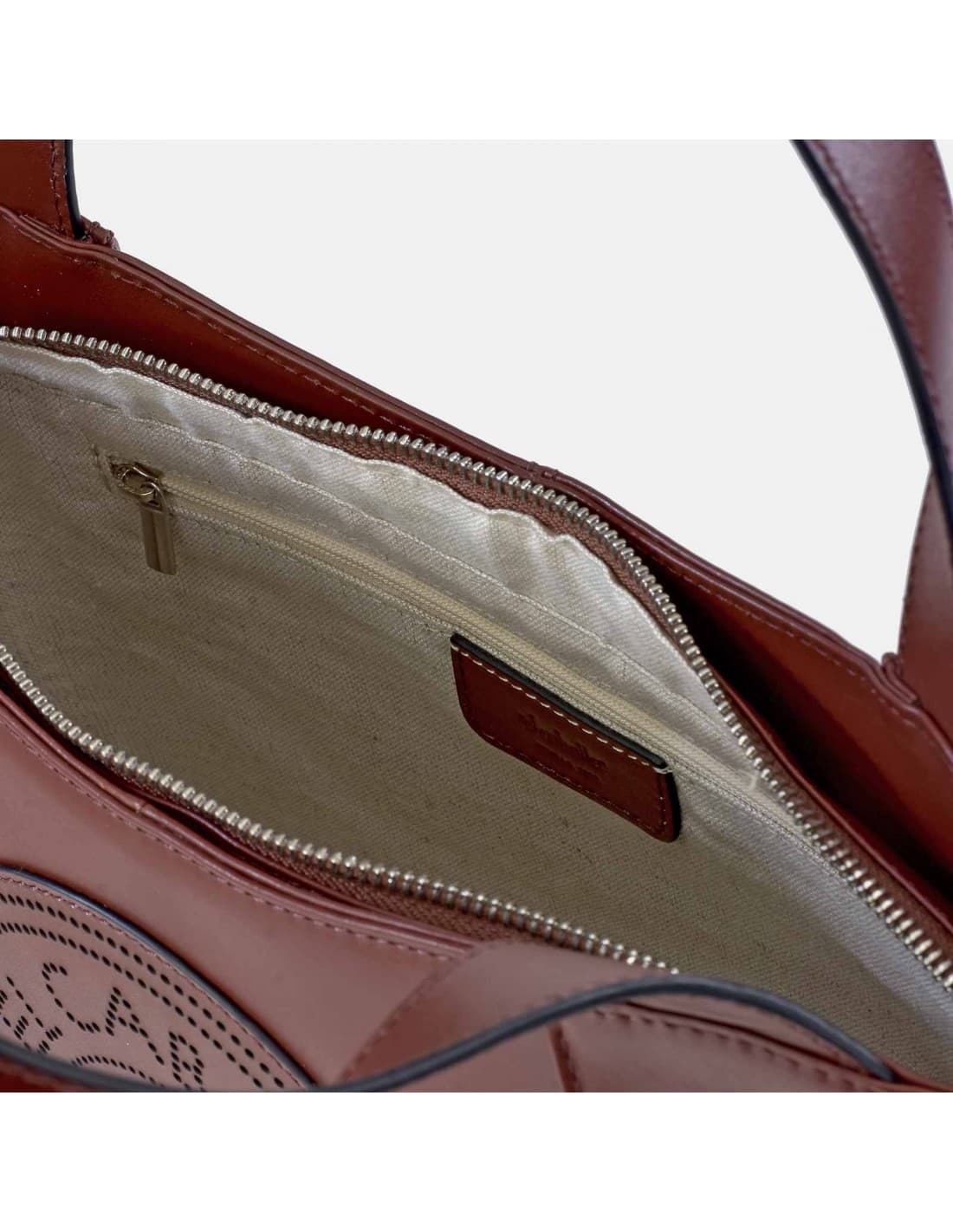 Bolso "EL CABALLO" dos asas piel perforada color marrón - Imagen 4