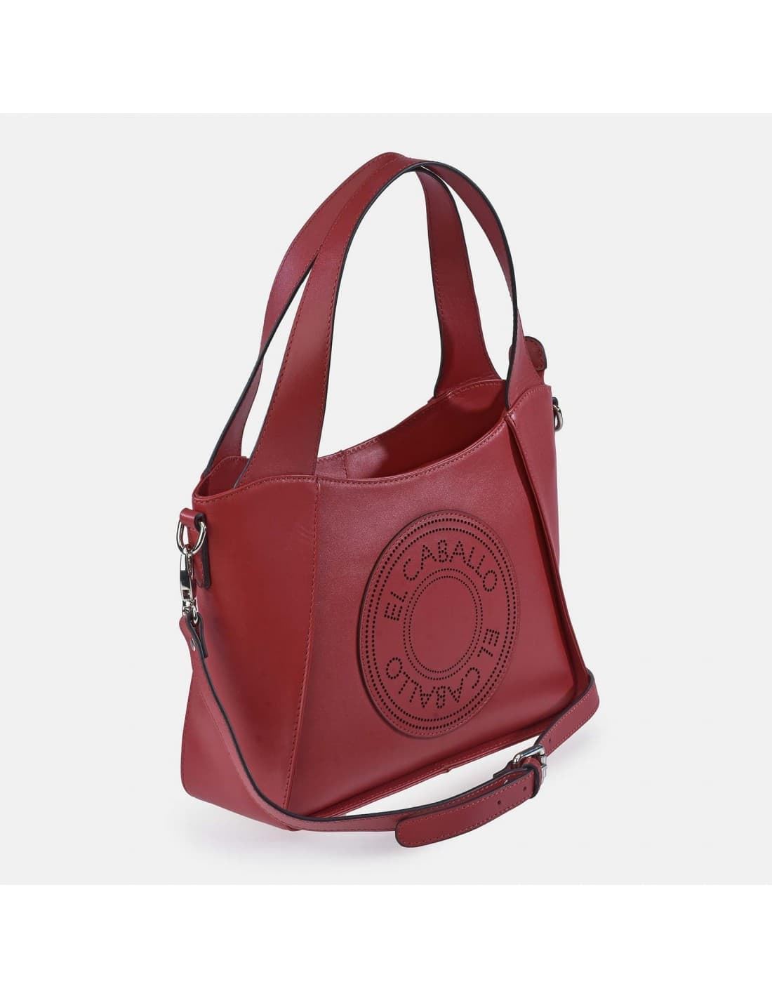 Bolso "EL CABALLO" dos asas piel perforada color rojo - Imagen 1