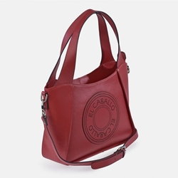 Bolso "EL CABALLO" dos asas piel perforada color rojo - Imagen 1