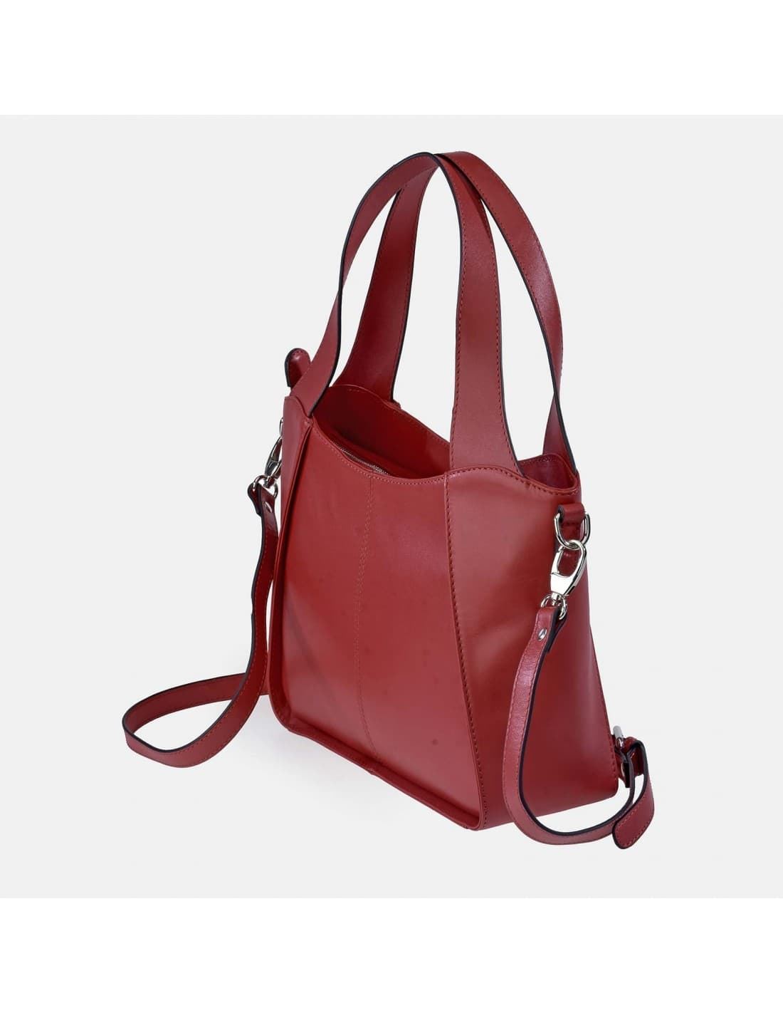 Bolso "EL CABALLO" dos asas piel perforada color rojo - Imagen 2