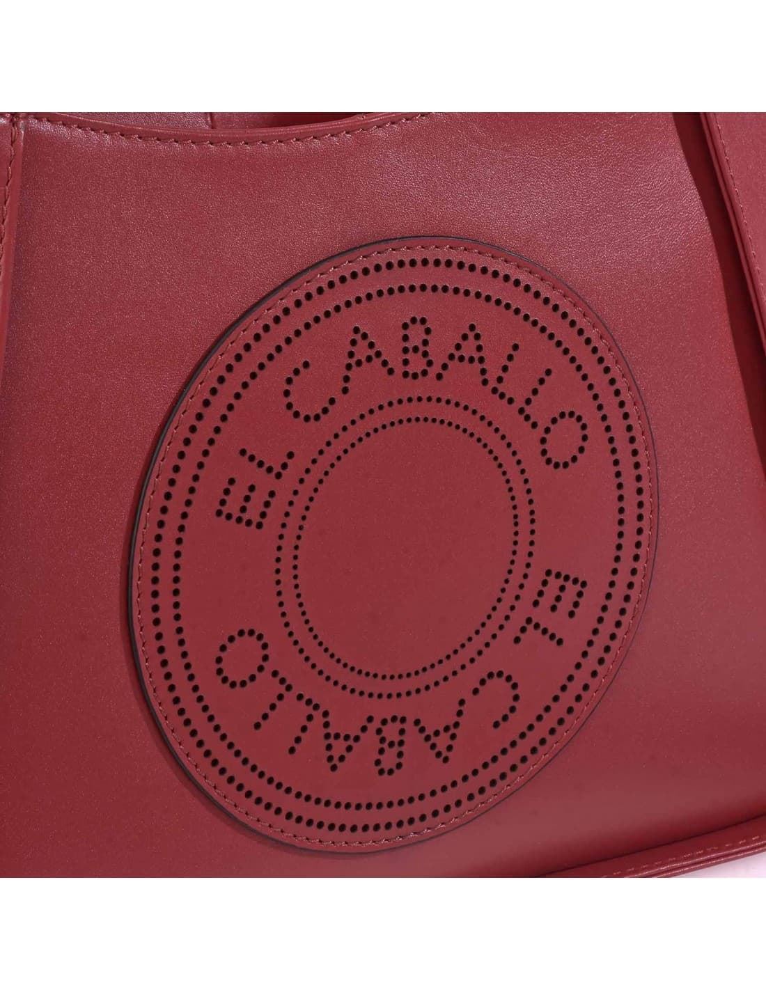 Bolso "EL CABALLO" dos asas piel perforada color rojo - Imagen 3