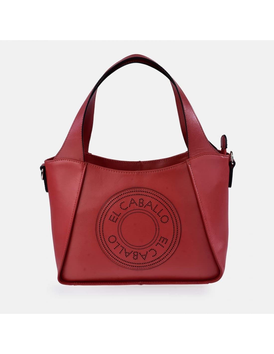 Bolso "EL CABALLO" dos asas piel perforada color rojo - Imagen 4