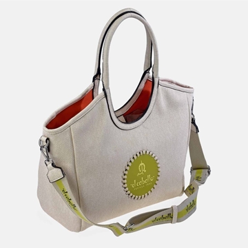 Bolso "EL CABALLO" dos asas y bandolera grande color hielo/verde - Imagen 1