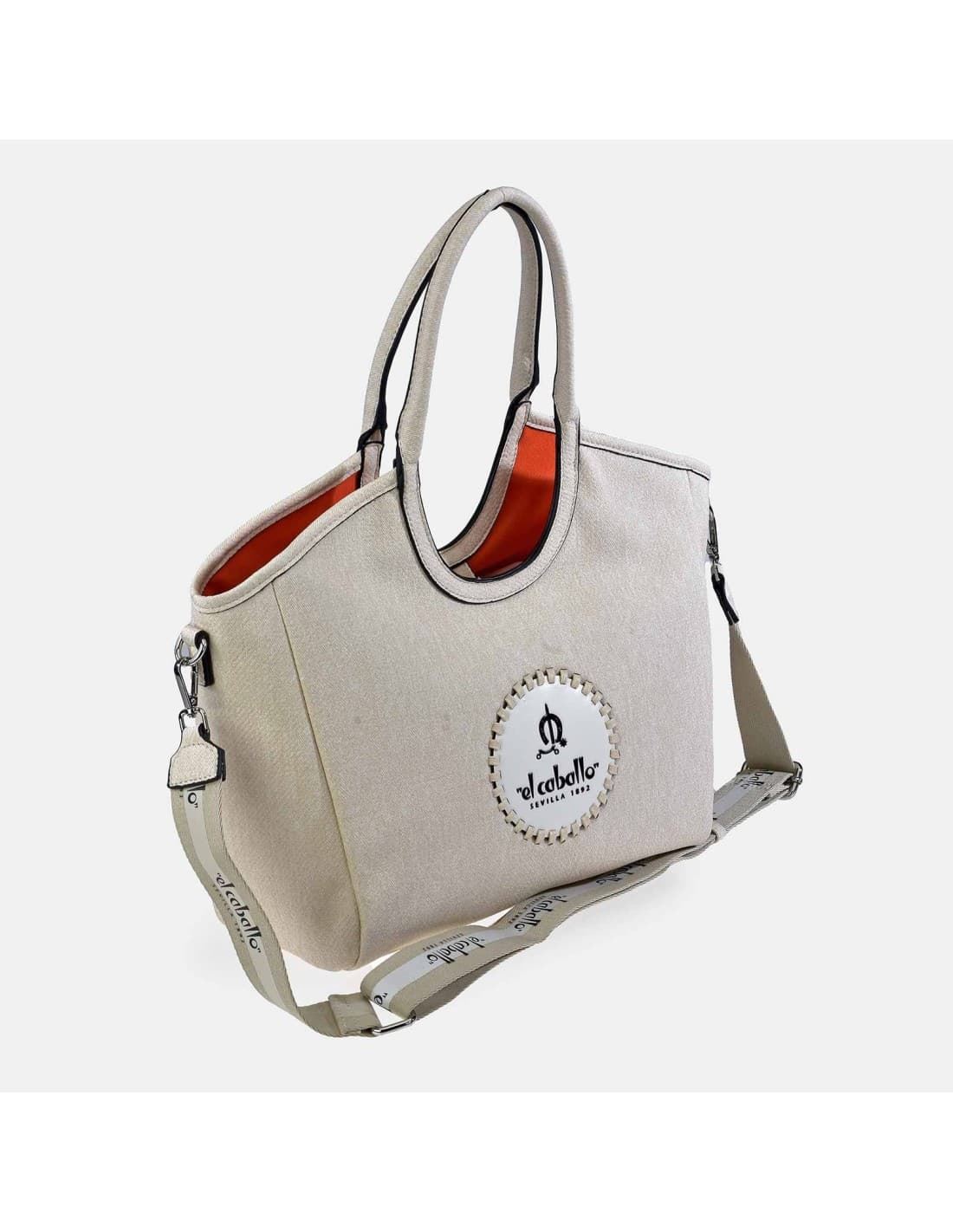 Bolso "EL CABALLO" dos asas y bandolera grande color hielo - Imagen 2