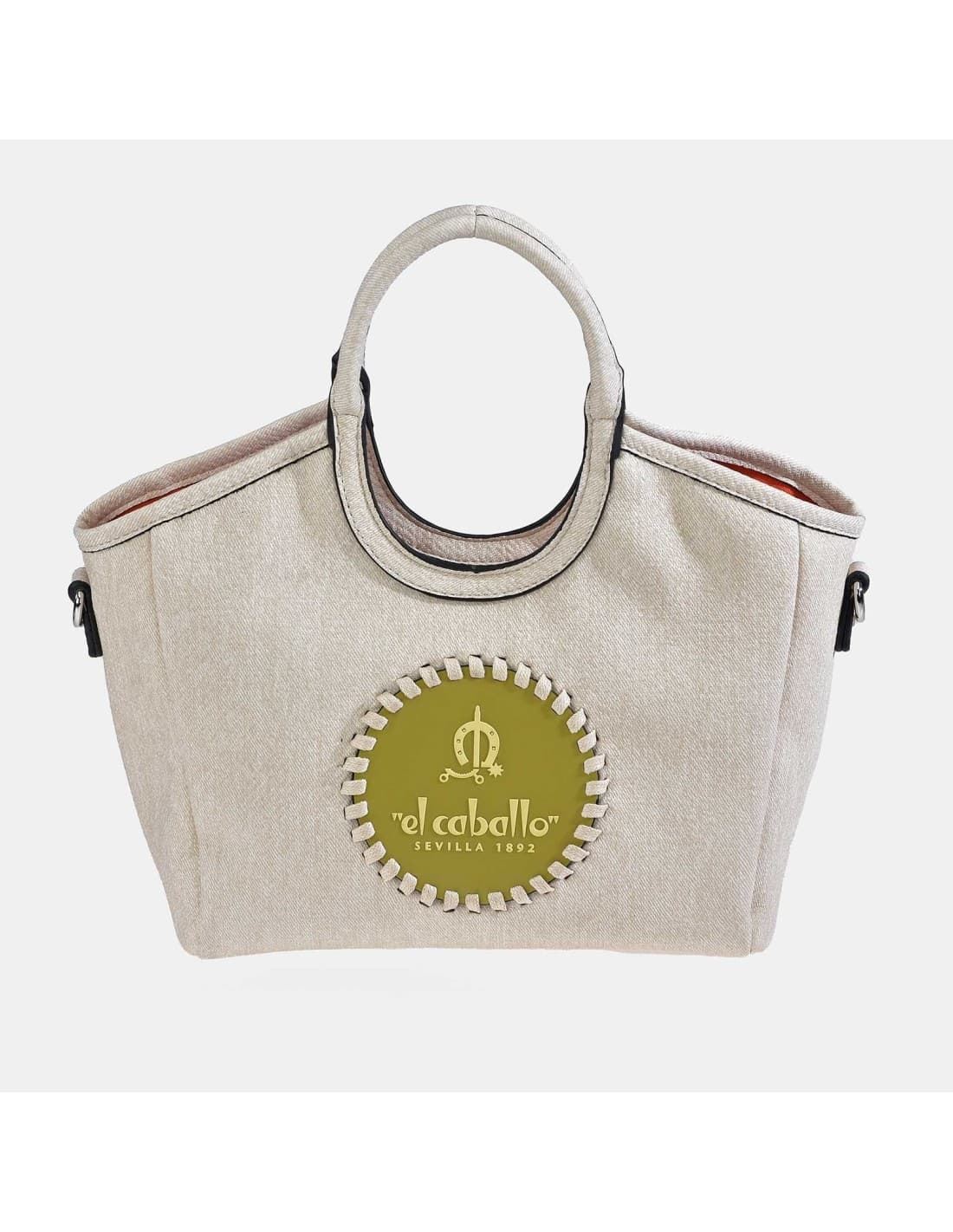 Bolso "EL CABALLO" dos asas y bandolera pequeño color hielo/verde - Imagen 1