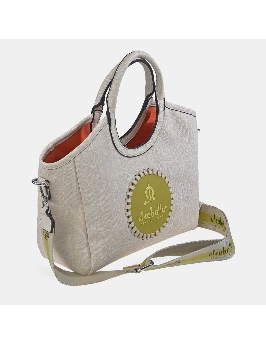 Bolso "EL CABALLO" dos asas y bandolera pequeño color hielo/verde - Imagen 2