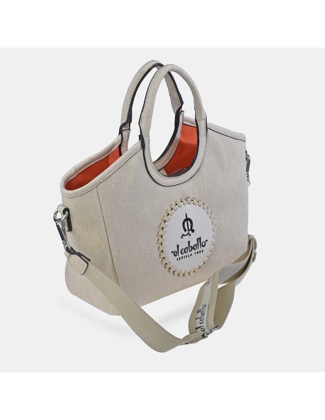 Bolso "EL CABALLO" dos asas y bandolera pequeño color hielo - Imagen 1