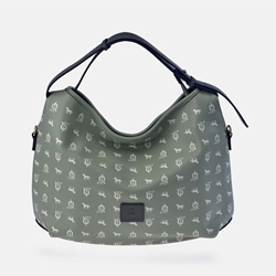 Bolso "EL CABALLO" Hobo asa corta estampado caballitos color verde agua - Imagen 1