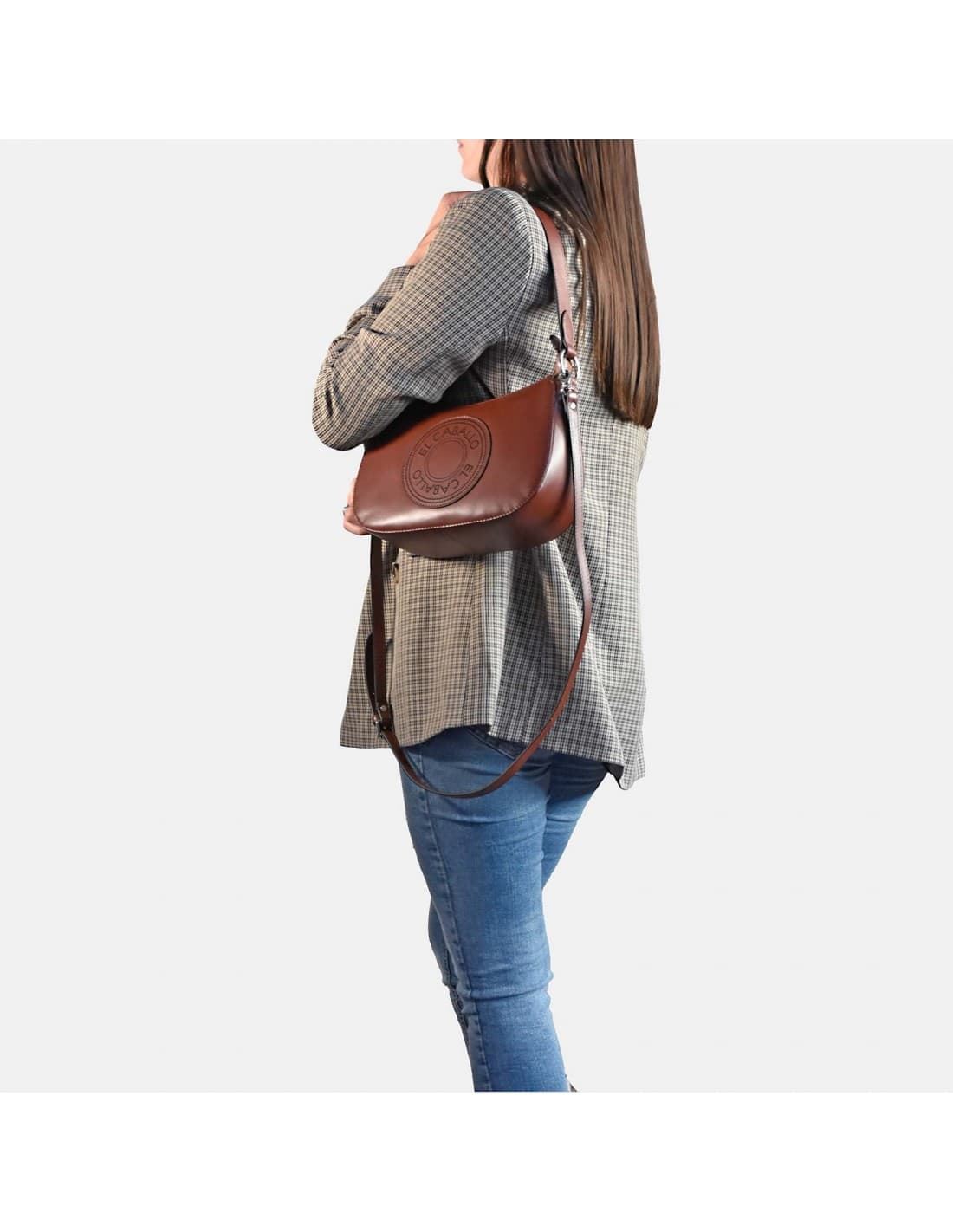 Bolso "EL CABALLO" Hobo piel perforada marrón - Imagen 2