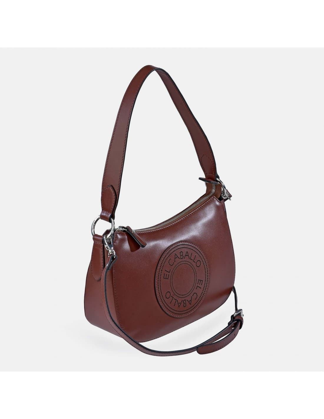 Bolso "EL CABALLO" Hobo piel perforada marrón - Imagen 3