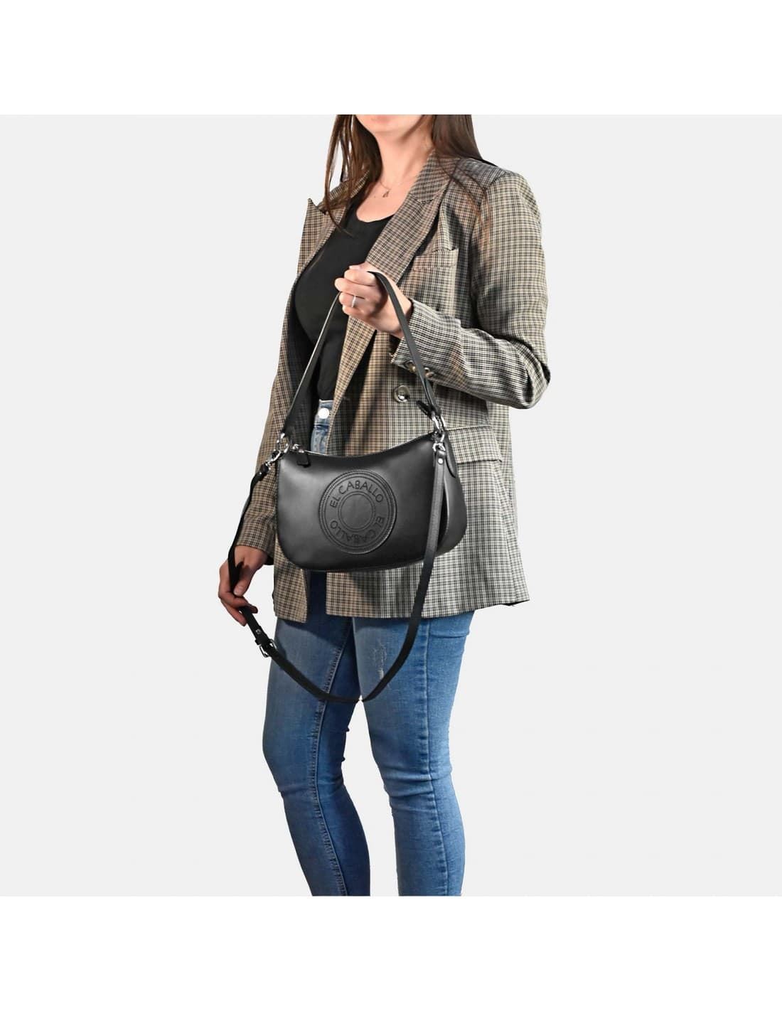 Bolso "EL CABALLO" Hobo piel perforada negra - Imagen 2