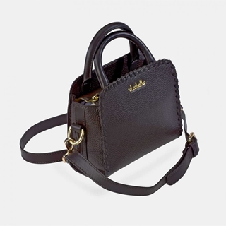 Bolso "EL CABALLO" mini dos asas y bandolera costura piel color marrón - Imagen 1