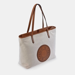 Bolso "EL CABALLO" shopping 2 asas, piel y lona canvas - Imagen 1