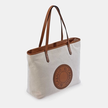 Bolso "EL CABALLO" shopping 2 asas, piel y lona canvas - Imagen 1