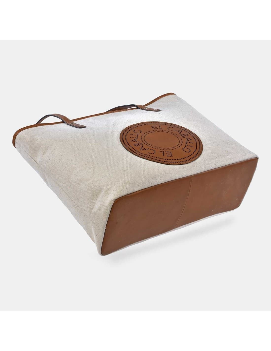 Bolso "EL CABALLO" shopping 2 asas, piel y lona canvas - Imagen 2