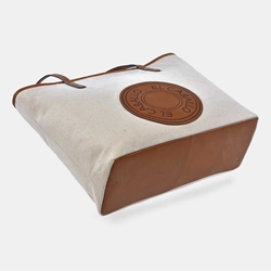 Bolso "EL CABALLO" shopping 2 asas, piel y lona canvas - Imagen 2