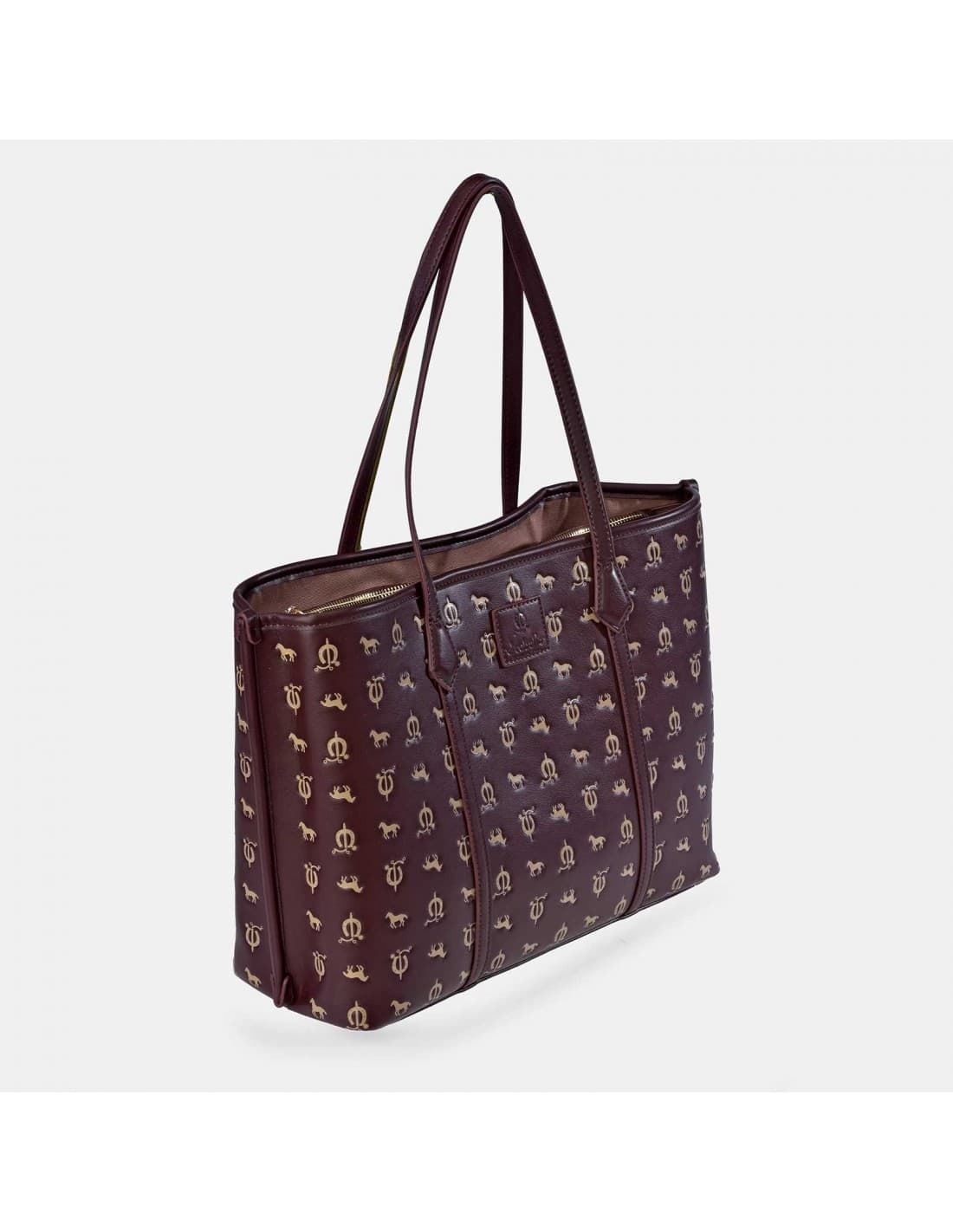 Bolso "EL CABALLO" shopping dos asas caballitos burdeos - Imagen 1