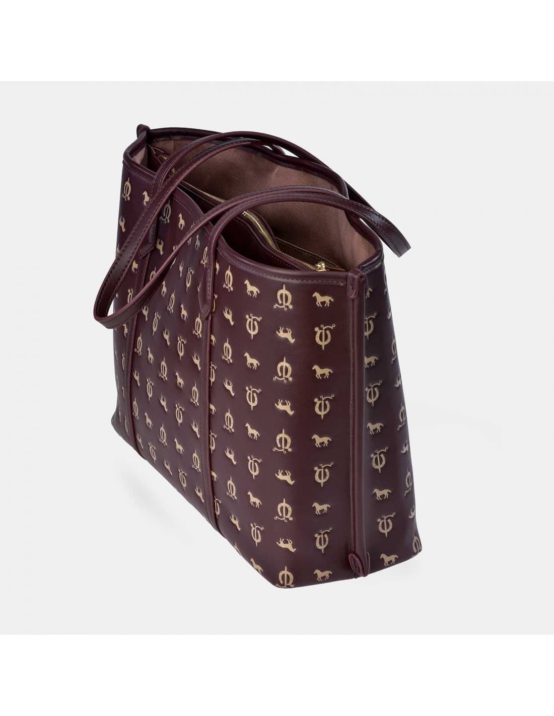 Bolso "EL CABALLO" shopping dos asas caballitos burdeos - Imagen 2