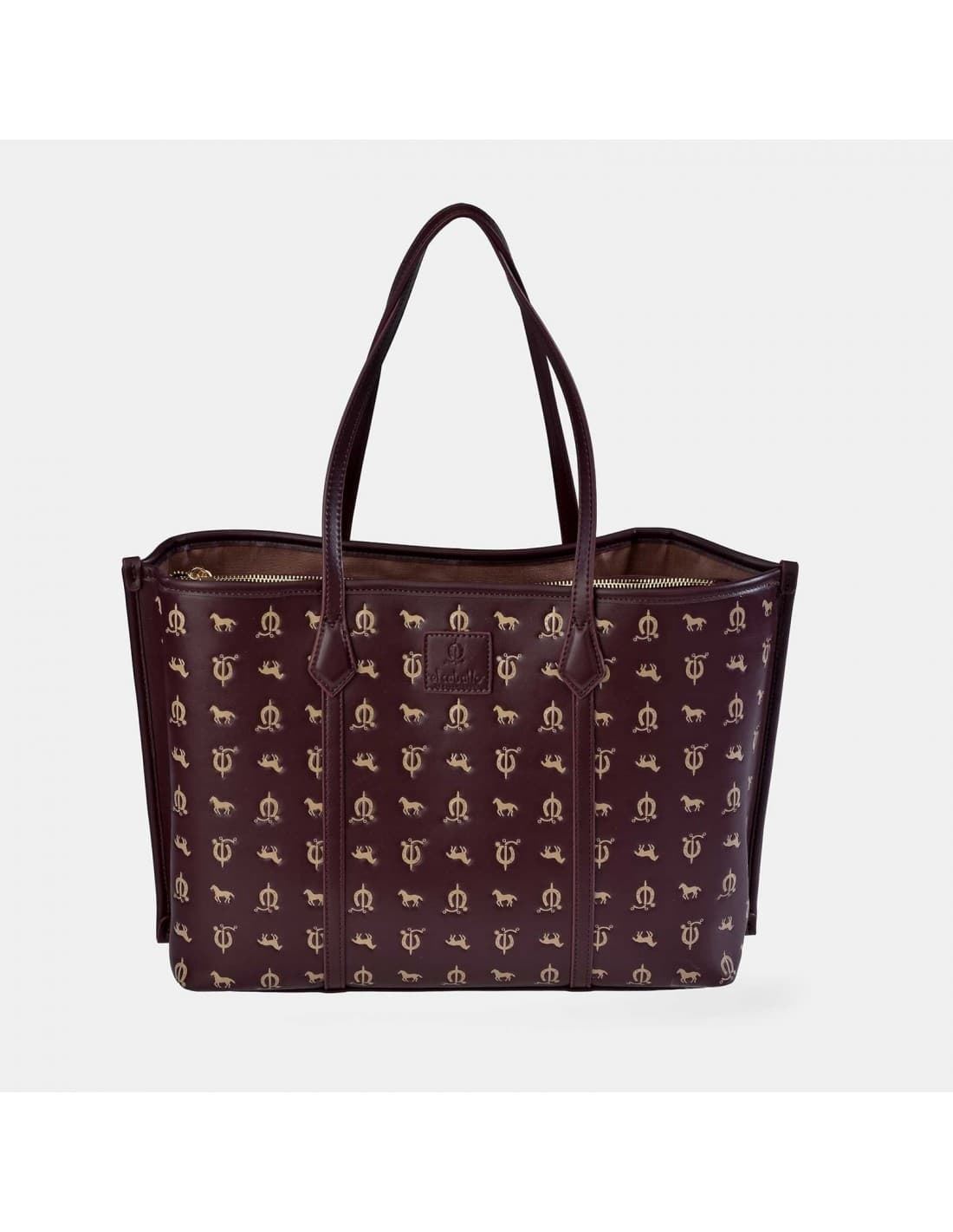 Bolso "EL CABALLO" shopping dos asas caballitos burdeos - Imagen 4