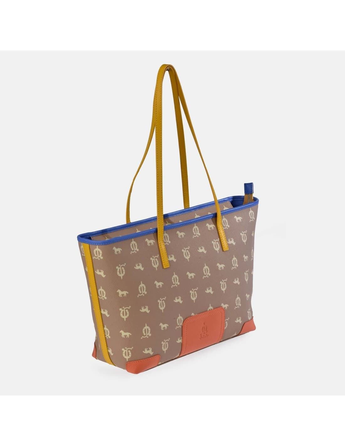 Bolso "EL CABALLO" shopping dos asas camel tricolor - Imagen 1