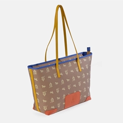 Bolso "EL CABALLO" shopping dos asas camel tricolor - Imagen 1