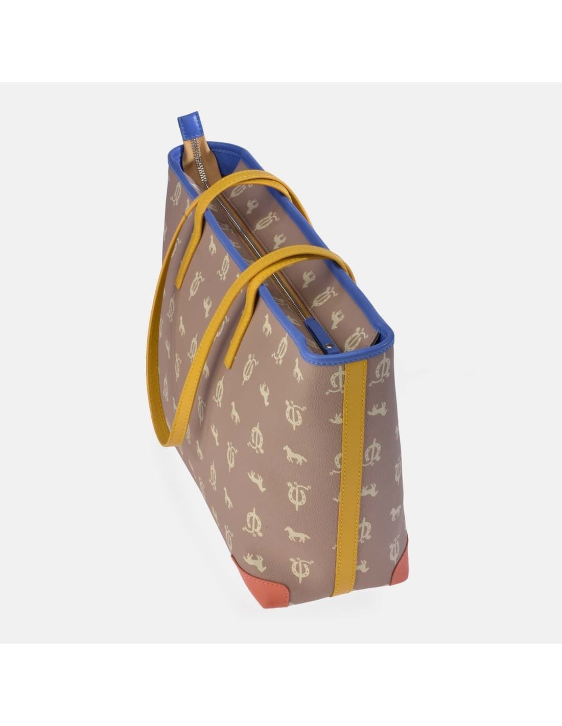 Bolso "EL CABALLO" shopping dos asas camel tricolor - Imagen 2
