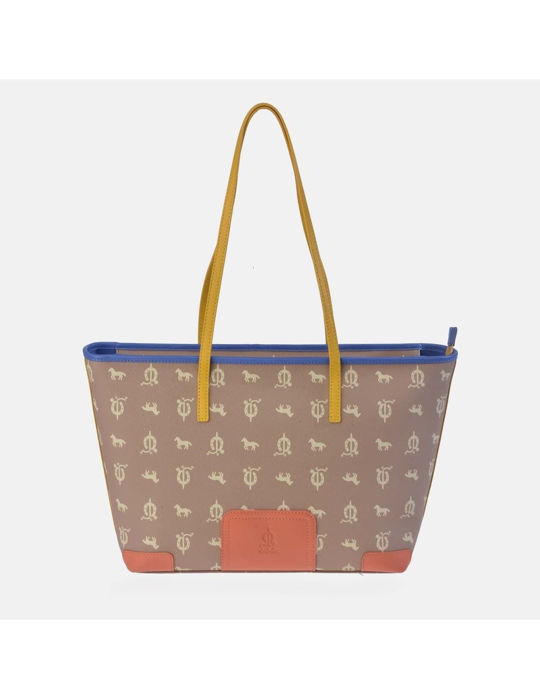Bolso "EL CABALLO" shopping dos asas camel tricolor - Imagen 4