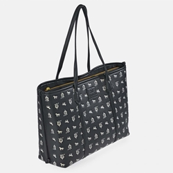 Bolso "EL CABALLO" shopping dos asas estampado caballitos color negro - Imagen 1