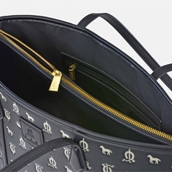 Bolso "EL CABALLO" shopping dos asas estampado caballitos color negro - Imagen 2