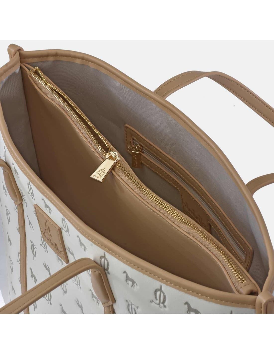Bolso "EL CABALLO" shopping dos asas ivory camel - Imagen 2