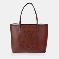 Bolso "EL CABALLO" shopping dos asas piel perforada color marrón - Imagen 2