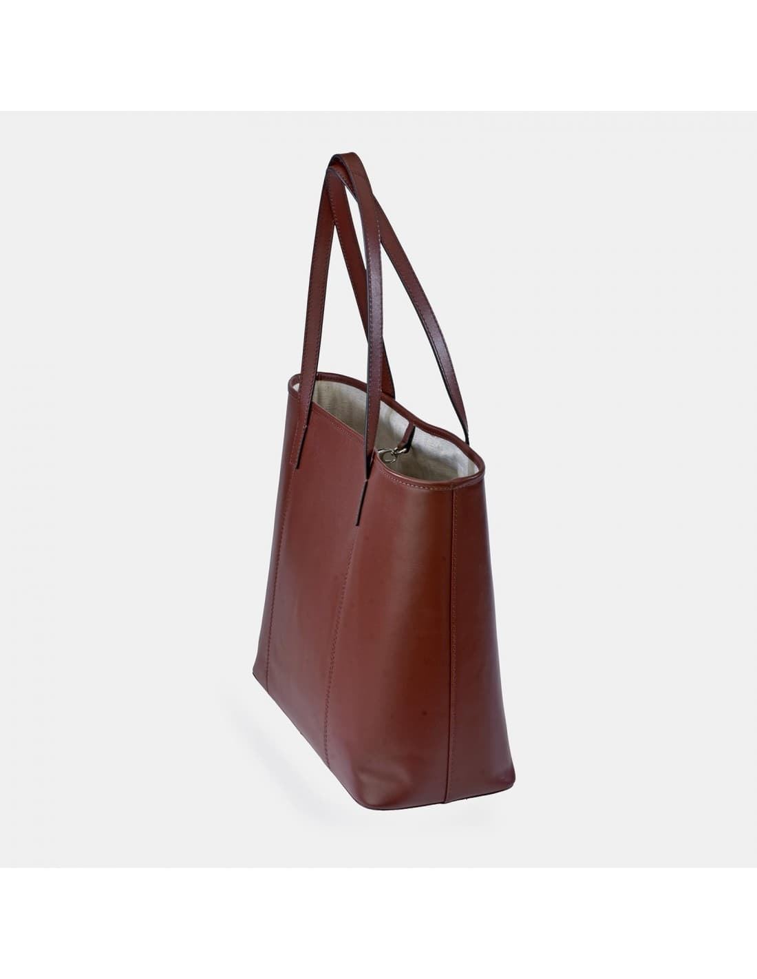 Bolso "EL CABALLO" shopping dos asas piel perforada color marrón - Imagen 3