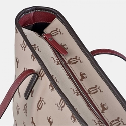 Bolso "EL CABALLO" shopping dos asas tricolor taupe/marrón/burdeos - Imagen 2