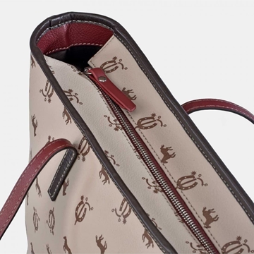 Bolso "EL CABALLO" shopping dos asas tricolor taupe/marrón/burdeos - Imagen 2