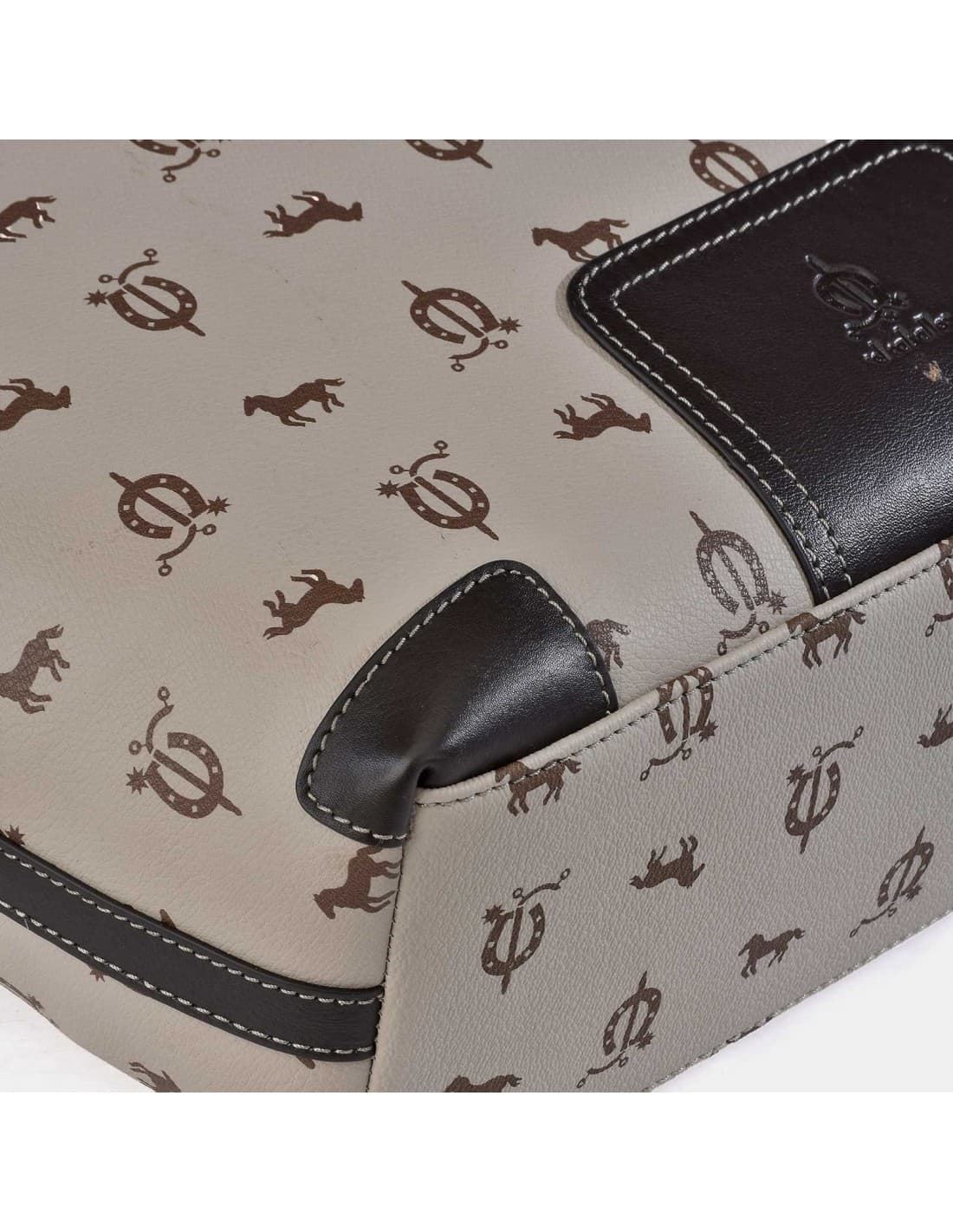 Bolso "EL CABALLO" shopping dos asas tricolor taupe/marrón/burdeos - Imagen 4