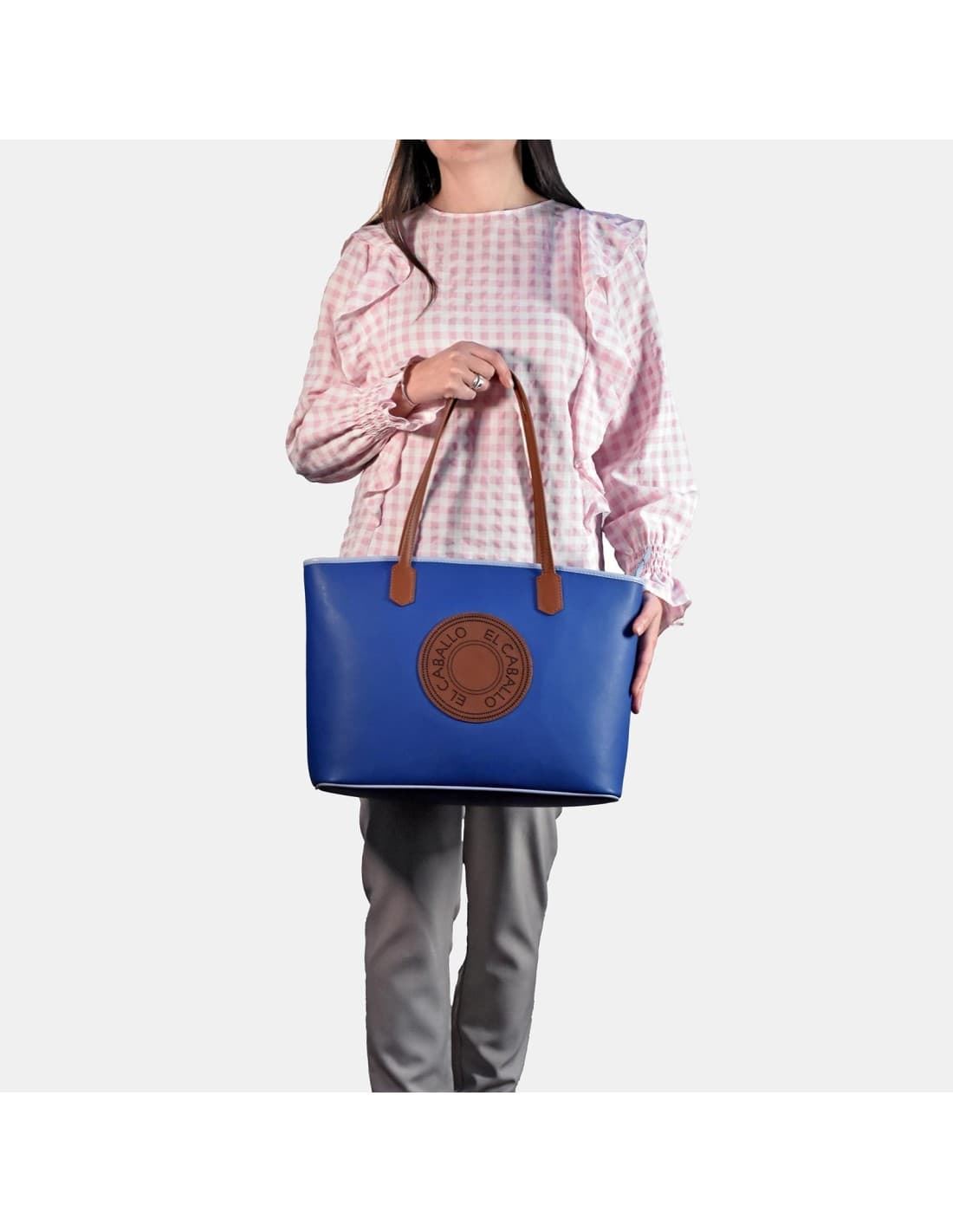 Bolso "EL CABALLO" tote 2 asas color azul royal - Imagen 3