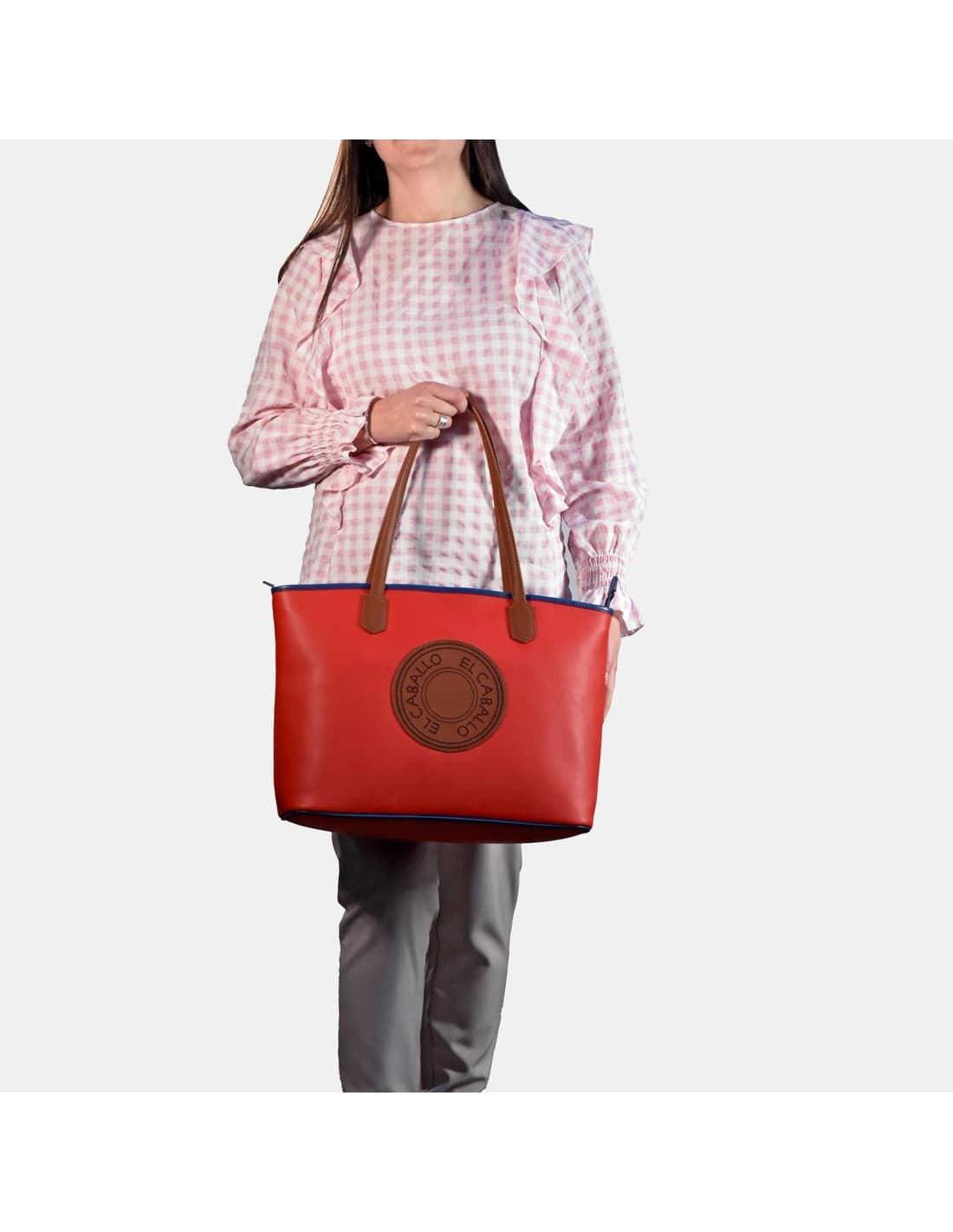 Bolso "EL CABALLO" tote 2 asas color rojo - Imagen 2