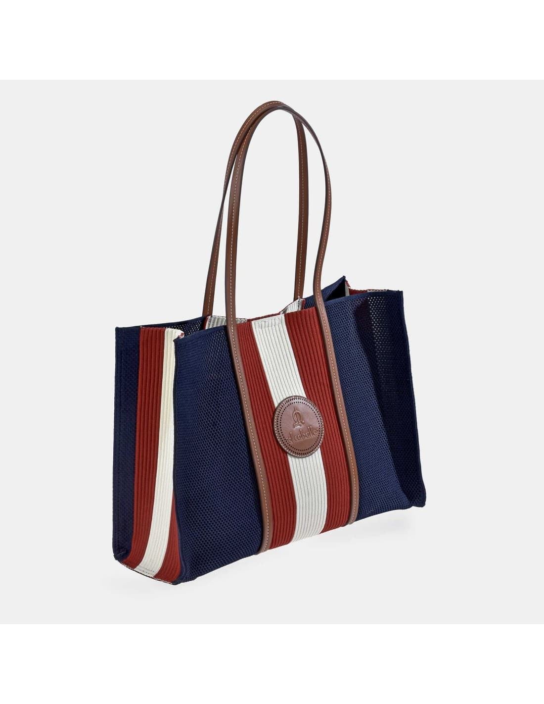 Bolso "EL CABALLO" tote rejilla 2 asas tricolor - Imagen 1