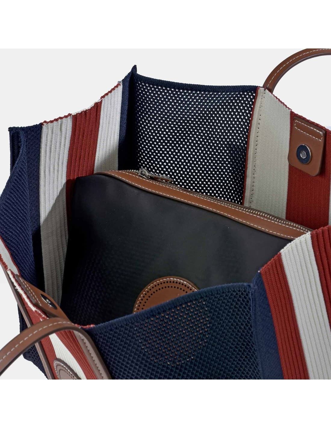 Bolso "EL CABALLO" tote rejilla 2 asas tricolor - Imagen 2